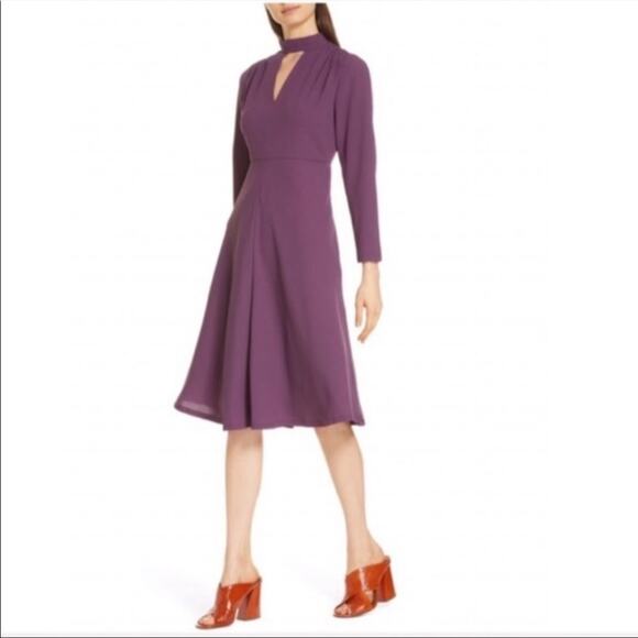 Lewit Purple Knee Length Cutouts A Line Dress Womens 6 Mini Quiet Luxury Fall - Picture 1 of 16